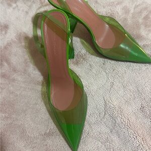 Amina Muaddi Holli Glass PVC slingback pumps